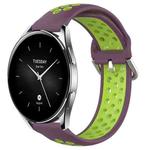For Xiaomi Watch S2 42mm 22mm Perforated Breathable Sports Silicone Watch Band(Purple+Lime)