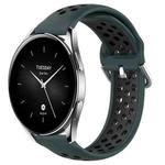 For Xiaomi Watch S2 46mm 22mm Perforated Breathable Sports Silicone Watch Band(Olive Green+Black)