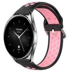 For Xiaomi Watch S2 46mm 22mm Perforated Breathable Sports Silicone Watch Band(Black+Pink)