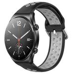 For Xiaomi MI Watch S1 22mm Perforated Breathable Sports Silicone Watch Band(Black+Grey)