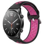 For Xiaomi MI Watch S1 22mm Perforated Breathable Sports Silicone Watch Band(Black+Rose Red)