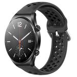 For Xiaomi MI Watch S1 22mm Perforated Breathable Sports Silicone Watch Band(Black)