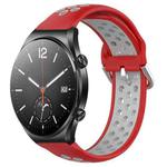 For Xiaomi MI Watch S1 22mm Perforated Breathable Sports Silicone Watch Band(Red+Grey)