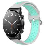 For Xiaomi MI Watch S1 22mm Perforated Breathable Sports Silicone Watch Band(Grey+Water Duck)