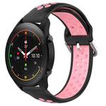 For Xiaomi MI Watch S1 Pro 22mm Perforated Breathable Sports Silicone Watch Band(Black+Pink)