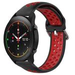 For Xiaomi MI Watch S1 Pro 22mm Perforated Breathable Sports Silicone Watch Band(Black+Red)