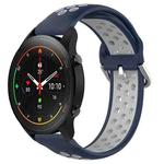 For Xiaomi MI Watch S1 Pro 22mm Perforated Breathable Sports Silicone Watch Band(Midnight Blue+Gray)