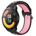 For Xiaomi Watch S1 Active 22mm Perforated Breathable Sports Silicone Watch Band(Black+Pink)