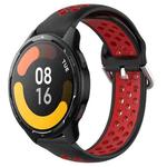 For Xiaomi Watch S1 Active 22mm Perforated Breathable Sports Silicone Watch Band(Black+Red)