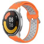 For Xiaomi MI Watch Color 2 22mm Perforated Breathable Sports Silicone Watch Band(Orange+Grey)
