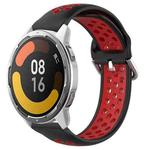 For Xiaomi MI Watch Color 2 22mm Perforated Breathable Sports Silicone Watch Band(Black+Red)