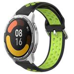 For Xiaomi MI Watch Color 2 22mm Perforated Breathable Sports Silicone Watch Band(Black+Lime)