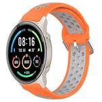 For Xiaomi MI Watch Sport 22mm Perforated Breathable Sports Silicone Watch Band(Orange+Grey)
