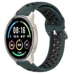 For Xiaomi MI Watch Sport 22mm Perforated Breathable Sports Silicone Watch Band(Olive Green+Black)