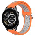 For Xiaomi Haylou RT2 LS10 22mm Perforated Breathable Sports Silicone Watch Band(Orange+Grey)
