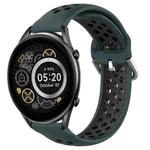 For Xiaomi Haylou RT2 LS10 22mm Perforated Breathable Sports Silicone Watch Band(Olive Green+Black)