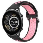 For Xiaomi Haylou RT2 LS10 22mm Perforated Breathable Sports Silicone Watch Band(Black+Pink)