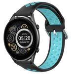 For Xiaomi Haylou RT2 LS10 22mm Perforated Breathable Sports Silicone Watch Band(Black+Blue)