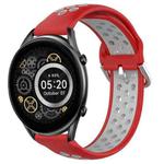 For Xiaomi Haylou RT2 LS10 22mm Perforated Breathable Sports Silicone Watch Band(Red+Grey)