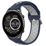 For Xiaomi Haylou RT2 LS10 22mm Perforated Breathable Sports Silicone Watch Band(Midnight Blue+Gray)