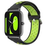 For  Xiaomi Haylou RS4 LS12 22mm Perforated Breathable Sports Silicone Watch Band(Black+Lime)
