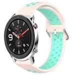 For Amazfit GTR 4 22mm Perforated Breathable Sports Silicone Watch Band(Pink+ Water Duck)