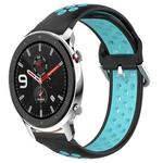 For Amazfit GTR 4 22mm Perforated Breathable Sports Silicone Watch Band(Black+Blue)