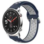 For Amazfit GTR 4 22mm Perforated Breathable Sports Silicone Watch Band(Midnight Blue + Gray)