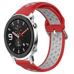 For Amazfit GTR 4 Pro 22mm Perforated Breathable Sports Silicone Watch Band(Red+Grey)