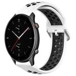 For Amazfit GTR 2e 22mm Perforated Breathable Sports Silicone Watch Band(White+Black)