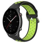 For Amazfit GTR 2e 22mm Perforated Breathable Sports Silicone Watch Band(Black+ Lime)