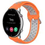 For Amazfit GTR 2 22mm Perforated Breathable Sports Silicone Watch Band(Orange+Grey)