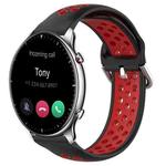 For Amazfit GTR 2 22mm Perforated Breathable Sports Silicone Watch Band(Black+ Red)