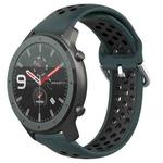 For Amazfit GTR 47mm 22mm Perforated Breathable Sports Silicone Watch Band(Olive Green+Black)