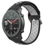 For Amazfit GTR 47mm 22mm Perforated Breathable Sports Silicone Watch Band(Black+ Grey)