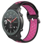 For Amazfit GTR 47mm 22mm Perforated Breathable Sports Silicone Watch Band(Black+Rose Red)