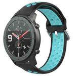 For Amazfit GTR 47mm 22mm Perforated Breathable Sports Silicone Watch Band(Black+Blue)