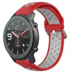 For Amazfit GTR 47mm 22mm Perforated Breathable Sports Silicone Watch Band(Red+Grey)