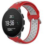 For Suunto 9 Peak Pro 22mm Perforated Breathable Sports Silicone Watch Band(Red+Grey)