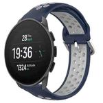 For Suunto 9 Peak Pro 22mm Perforated Breathable Sports Silicone Watch Band(Midnight Blue + Gray)