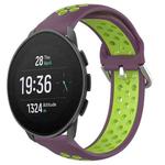 For Suunto 9 Peak Pro 22mm Perforated Breathable Sports Silicone Watch Band(Purple+Lime)