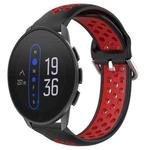 For Suunto 9 Peak 22mm Perforated Breathable Sports Silicone Watch Band(Black+ Red)