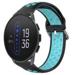 For Suunto 9 Peak 22mm Perforated Breathable Sports Silicone Watch Band(Black+Blue)