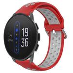 For Suunto 9 Peak 22mm Perforated Breathable Sports Silicone Watch Band(Red+Grey)