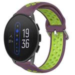 For Suunto 9 Peak 22mm Perforated Breathable Sports Silicone Watch Band(Purple+Lime)