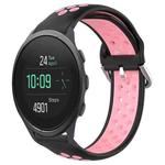 For Suunto 5 Peak 22mm Perforated Breathable Sports Silicone Watch Band(Black+Pink)