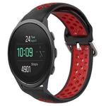 For Suunto 5 Peak 22mm Perforated Breathable Sports Silicone Watch Band(Black+ Red)