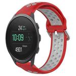 For Suunto 5 Peak 22mm Perforated Breathable Sports Silicone Watch Band(Red+Grey)