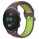 For Suunto 5 Peak 22mm Perforated Breathable Sports Silicone Watch Band(Purple+Lime)