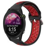 For Garmin Forerunner 255 22mm Perforated Breathable Sports Silicone Watch Band(Black+ Red)